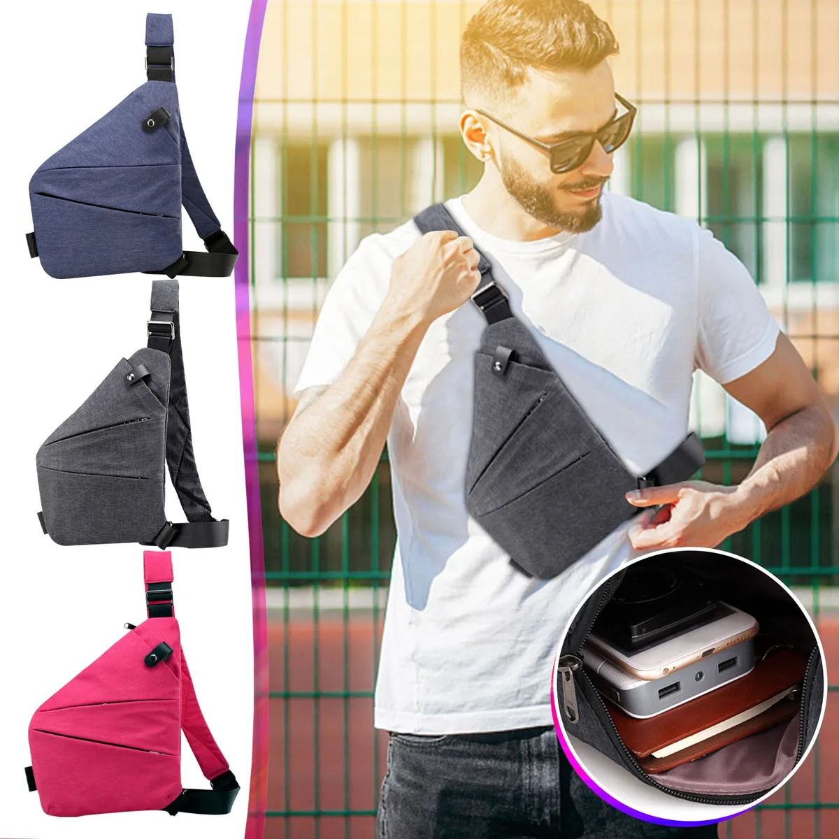 anti theft crossbody slash proof strap weight