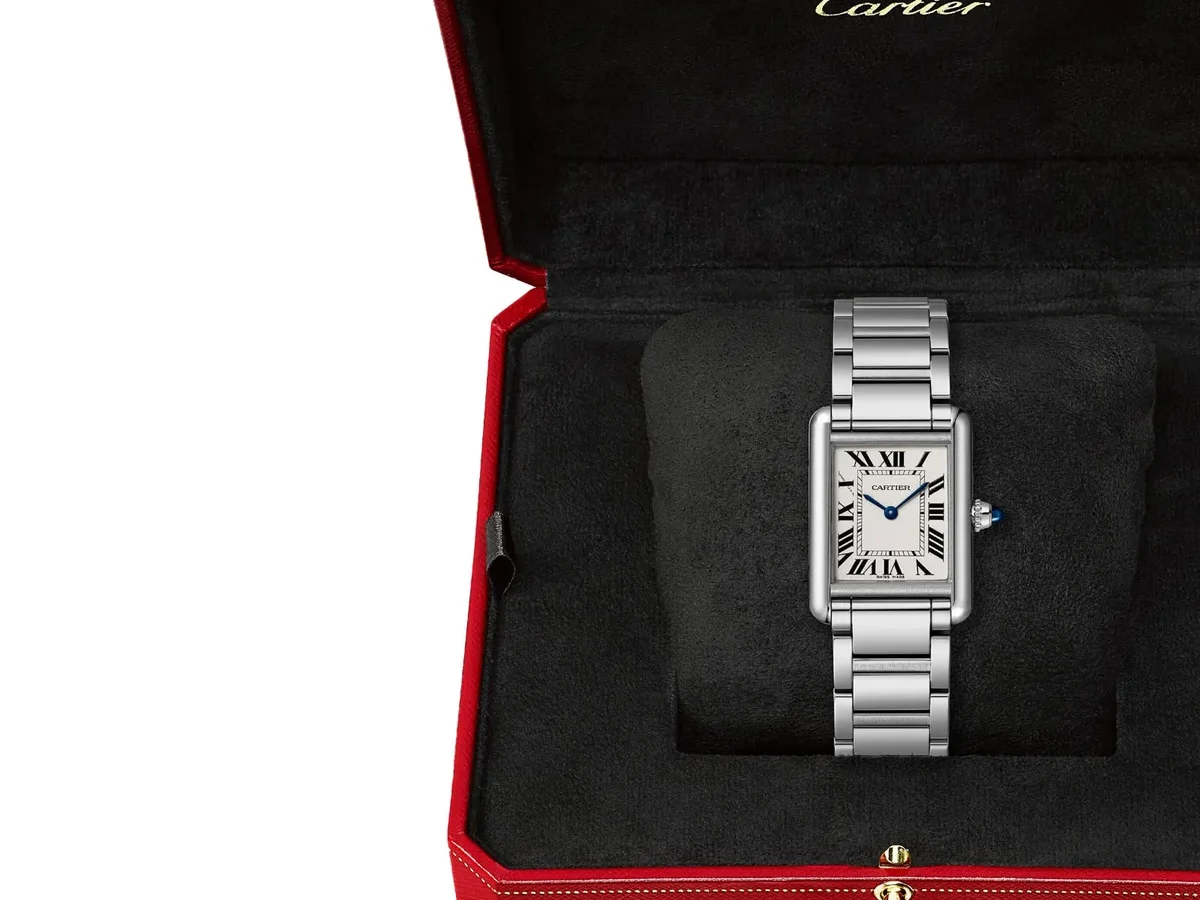 small rectangular tank watch wrist proportion