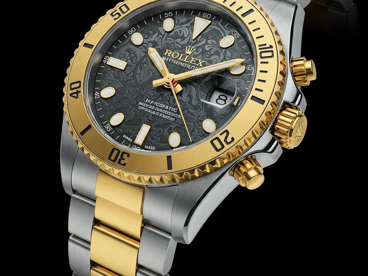 two tone watch matching gold and silver rings