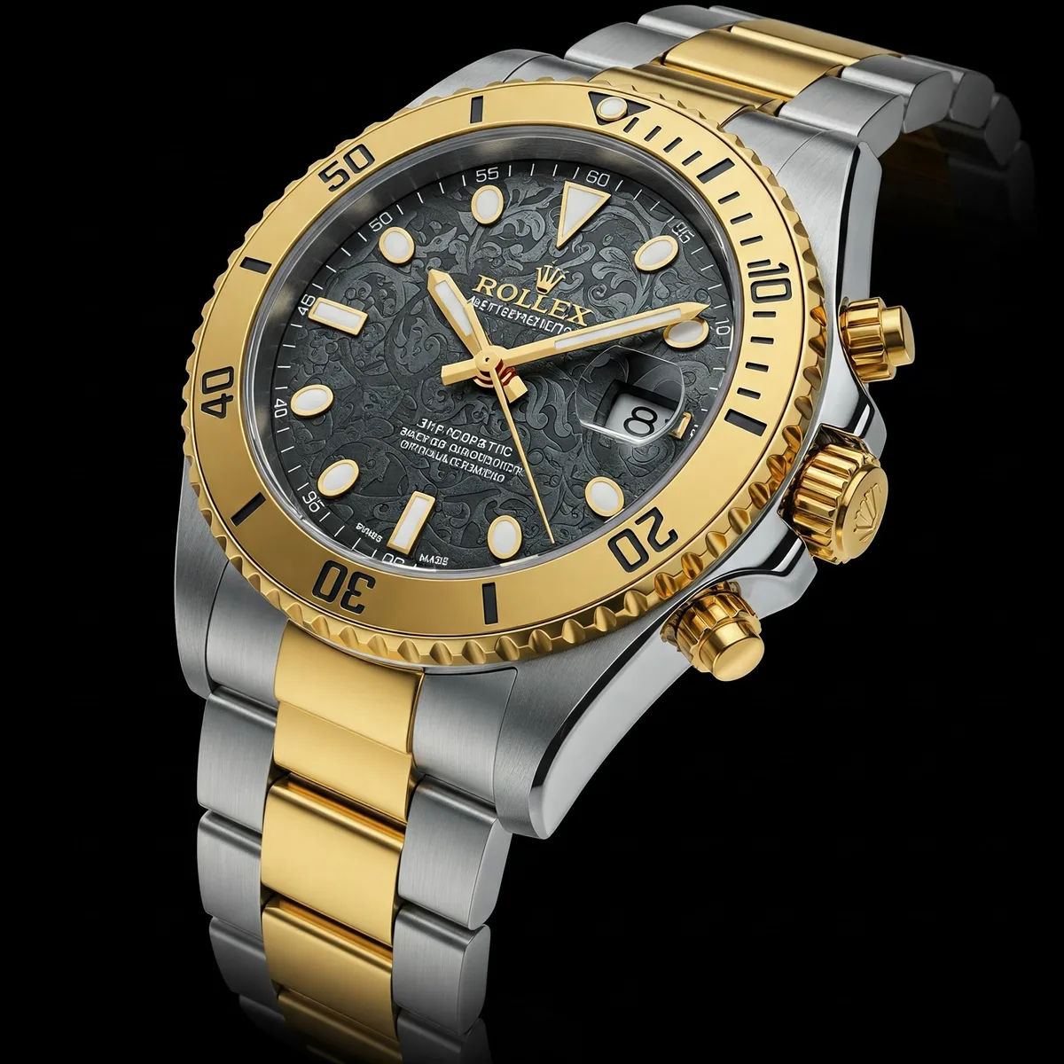 two tone watch matching gold and silver rings
